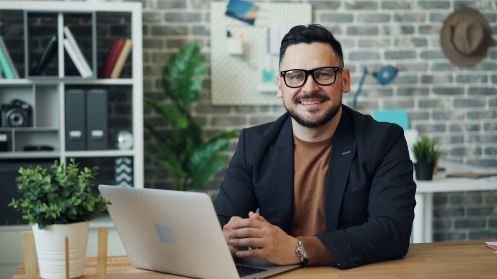 confident communication professional using AI